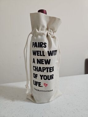 Gift Wine Bag Pairs Well with New Chapter  - Burlap Drawstring Wine Bag